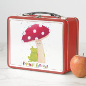 Niedlicher Cartoon, der Frosch und Pilze im Regen  Metall Brotdose (Beispiel)