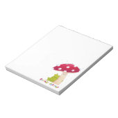 Niedlicher Cartoon, der Frosch und Pilze im Regen Notizblock (Rotiert)