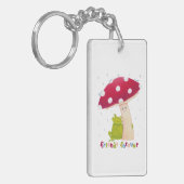 Niedlicher Cartoon, der Frosch und Pilze im Regen Schlüsselanhänger (Vorderseite links)