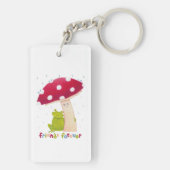 Niedlicher Cartoon, der Frosch und Pilze im Regen Schlüsselanhänger (Rückseite)