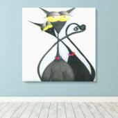 Niedlicher Cartoon der Katze Leinwanddruck (Insitu (Holzboden))