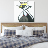 Niedlicher Cartoon der Katze Leinwanddruck (Insitu (Schlafzimmer))