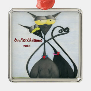 Niedlicher Cartoon der Katze Ornament Aus Metall