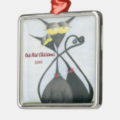 Niedlicher Cartoon der Katze Ornament Aus Metall (Links)