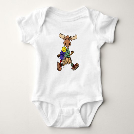 Niedlicher Cartoon der Moose Hiker Baby Strampler (Vorderseite)