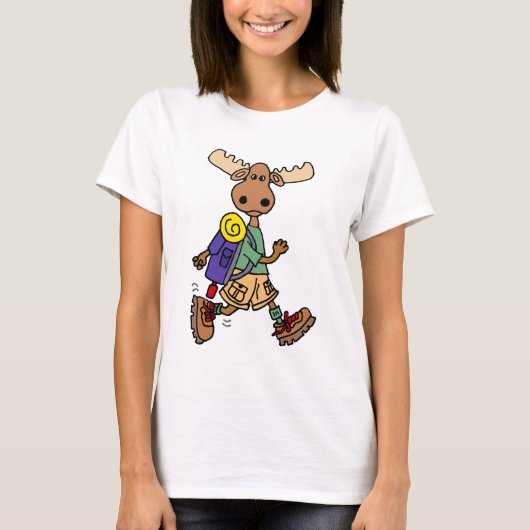 Niedlicher Cartoon der Moose Hiker T-Shirt (Vorderseite)