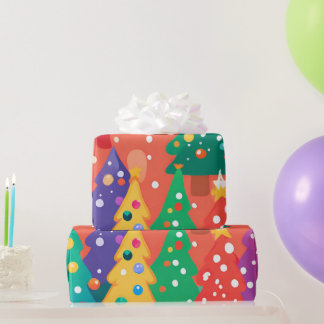 Niedlicher Cartoon der Weihnachtszeit - farbenfroh Geschenkpapier