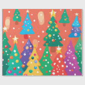 Niedlicher Cartoon der Weihnachtszeit - farbenfroh Geschenkpapier (Flach)