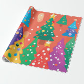 Niedlicher Cartoon der Weihnachtszeit - farbenfroh Geschenkpapier (Ungerollt)