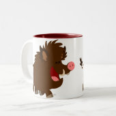 Niedlicher Cartoon, der wilder Eber-Tasse strahlt Zweifarbige Tasse (Vorderseite Links)