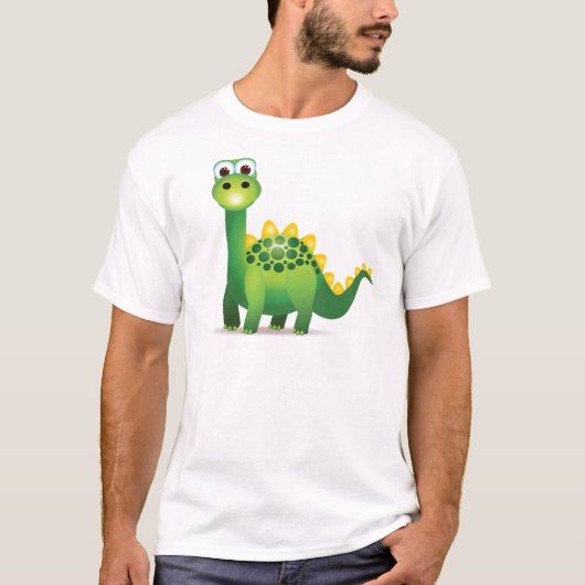 Niedlicher Cartoon des grünen Dinosauriers T-Shirt (Vorderseite)