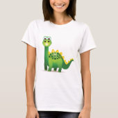 Niedlicher Cartoon des grünen Dinosauriers T-Shirt (Vorderseite)