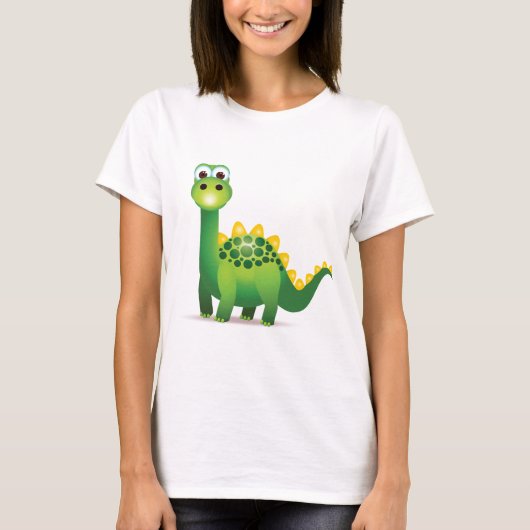 Niedlicher Cartoon des grünen Dinosauriers T-Shirt (Vorderseite)