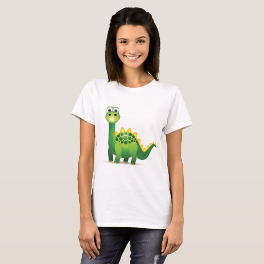 Niedlicher Cartoon des grünen Dinosauriers T-Shirt (Vorne ganz)