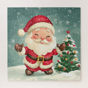 niedlicher Cartoon des Santa Claus im Winter Puzzle