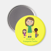 Niedlicher Cartoon des weltbesten Kindergartenlehr Magnet (Vorderseite/Rückseite)