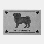 Niedlicher Cartoon-Design für Schwarzen Mops mit F Fußmatte (Vorderseite)