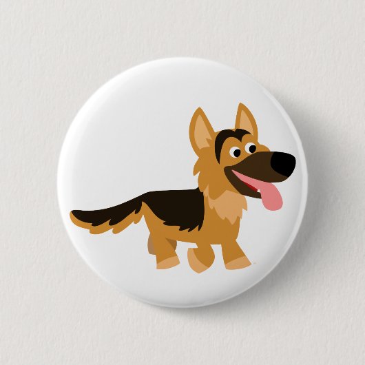 Niedlicher Cartoon, deutsches Schäferhund-Button-A Button (Vorderseite)
