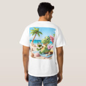 Niedlicher Cartoon Dinosaur Entspannen am BeachT-S T-Shirt (Schwarz voll)
