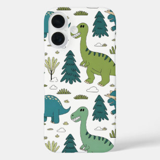 Niedlicher Cartoon Dinosaur Forest Pattern Telefon iPhone 16 Hülle