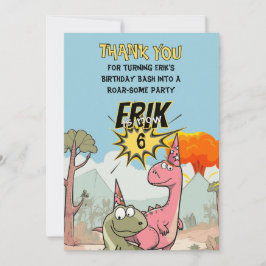 Niedlicher Cartoon Dinosaur Geburtstag Dankeskarte