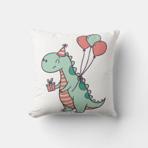 Niedlicher Cartoon Dinosaur Geburtstagsdesign Kissen
