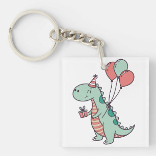 Niedlicher Cartoon Dinosaur Geburtstagsdesign Schlüsselanhänger