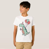 Niedlicher Cartoon Dinosaur Geburtstagsdesign T-Shirt (Vorne ganz)