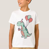 Niedlicher Cartoon Dinosaur Geburtstagsdesign T-Shirt (Vorderseite)