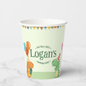 Niedlicher Cartoon Dinosaur Geburtstagsparty Pappbecher (Rückseite)