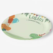 Niedlicher Cartoon Dinosaur Geburtstagsparty Pappteller (Schrägansicht)