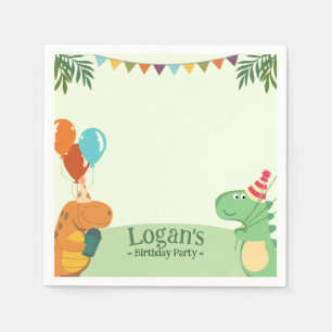 Niedlicher Cartoon Dinosaur Geburtstagsparty Serviette