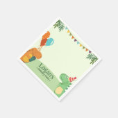 Niedlicher Cartoon Dinosaur Geburtstagsparty Serviette (Ecke)