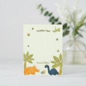 Niedlicher Cartoon Dinosaur Kinderdusche Dankeskarte (Stehend Vorderseite)