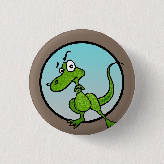 NIEDLICHER CARTOON DINOSAUR RUNDSCHALTER BUTTON (Vorderseite)