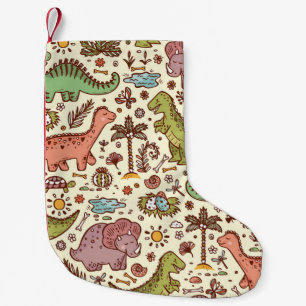 Niedlicher Cartoon Dinosaur Vintages Muster Kleiner Weihnachtsstrumpf