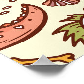 Niedlicher Cartoon Dinosaur Vintages Muster Poster (Ecke)