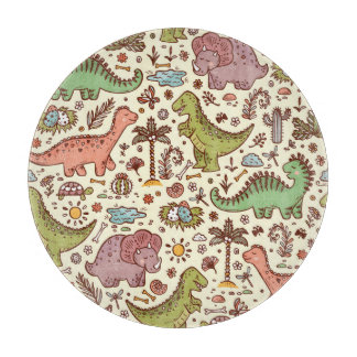 Niedlicher Cartoon Dinosaur Vintages Muster Schneidebrett