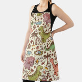 Niedlicher Cartoon Dinosaur Vintages Muster Schürze (InSitu)