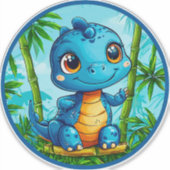 Niedlicher Cartoon Dinosaurier Aufkleber (Vorderseite)