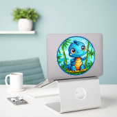 Niedlicher Cartoon Dinosaurier Aufkleber (Laptop auf Schreibtisch)