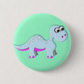 Niedlicher Cartoon-Dinosaurier Button (Vorderseite)