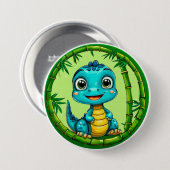 Niedlicher Cartoon Dinosaurier Button (Vorne & Hinten)
