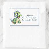 Niedlicher Cartoon Dinosaurier Kid's Nametag Rechteckiger Aufkleber (Tasche)