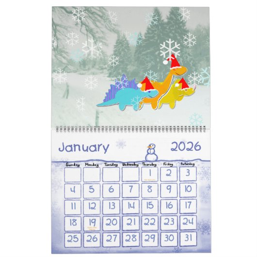 Niedlicher Cartoon Dinosaurier Kinderkalender Kalender (Jan 2026)