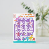 Niedlicher Cartoon Dinosaurier Labyrinth Puzzle Ga Postkarte (Stehend Vorderseite)