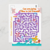 Niedlicher Cartoon Dinosaurier Labyrinth Puzzle Ga Postkarte (Vorne/Hinten)