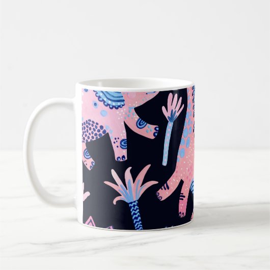 Niedlicher Cartoon Dinosaurier-Muster. Kaffeetasse (Links)