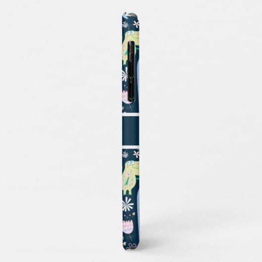 Niedlicher Cartoon Dinosaurier Muster Name Dunkelb Case-Mate iPhone Hülle (Hinten/Links)