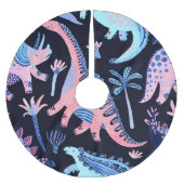 Niedlicher Cartoon Dinosaurier-Muster. Polyester Weihnachtsbaumdecke (Vorderseite)